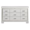 White Finish Dresser Bold Design 9 Drawers Glamorous Faux-Alligator Textured Fronts Wooden Bedroom Furniture