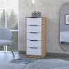 Kaia 5 Drawer Dresser; Vertical Dresser -White / Pine