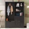 Multi-functional Hall Tree with Storage Shelves Drawers and Cabinet, Elegant Hallway Shoe Cabinet with Bench, Modern Coat Rack with Hooks for Hallway