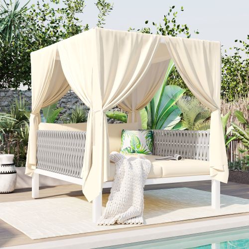 U_Style Outdoor Patio Sunbed with Curtains, High Comfort, Suitable for Multiple Scenarios U_Style Outdoor Patio Sunbed with Curtains, High Comfort, Suitable for Multiple Scenarios