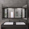 40" x 30" Lighted Medicine Cabinet with Mirror Aluminum Mirrored Cabinets for Bathroom Recessed or Wall Mount, with Electrical Outlet/USB/Anti-Fog/3 C