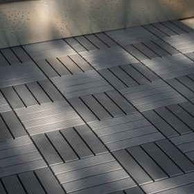 Plastic Interlocking Deck Tiles,44 Pack Patio Deck Tiles,12"x12" Square Waterproof Outdoor All Weather Use, Patio Decking Tiles for Poolside Balcony B