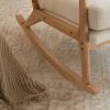 100*65*101cm High Back Belt Waist Pillow Log Color Solid Wood Armrest Backrest Seat Frame Iron Frame Indoor Rocking Chair/armchair dual use Off-White