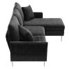 [VIDEO provided][New]84 "Modern Chenille L-Shaped Sofa with Reversible Lounge,Convertible Sectional Couch Set,4 Seat Indoor Furniture with Reversible