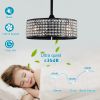 20.67" Crystal Ceiling Fan AC Motor, Black Enclosed Ceiling Fan with Light and Remote, Reversible 3 Speeds, 1/2/4 Timing (No Bulbs Included)--Matte Bl