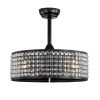 20.67" Crystal Ceiling Fan AC Motor, Black Enclosed Ceiling Fan with Light and Remote, Reversible 3 Speeds, 1/2/4 Timing (No Bulbs Included)--Matte Bl