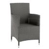 5 Piece Outdoor Dining Set All-Weather Wicker Patio Dining Table and Chairs with Cushions, Round Tempered Glass Tabletop with Umbrella Cutout for Pati