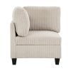 6-Piece Modular Sectional with Storage Seats, Side Pockets, Charging Ports Beige Corduroy Fabric Modern Living Room Sectional Couch Solid Wood Furnitu