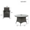 5 Piece Outdoor Dining Set All-Weather Wicker Patio Dining Table and Chairs with Cushions, Round Tempered Glass Tabletop with Umbrella Cutout for Pati