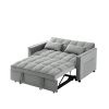Modern Velvet Convertible Loveseat Sleeper Sofa Couch with Adjustable Backrest, 2 Seater Sofa With Pull-Out Bed with 2 Lumbar Pillows For Small Living