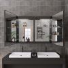 40" x 30" Lighted Medicine Cabinet with Mirror Aluminum Mirrored Cabinets for Bathroom Recessed or Wall Mount, with Electrical Outlet/USB/Anti-Fog/3 C