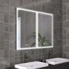 40" x 30" Lighted Medicine Cabinet with Mirror Aluminum Mirrored Cabinets for Bathroom Recessed or Wall Mount, with Electrical Outlet/USB/Anti-Fog/3 C