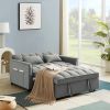 Modern Velvet Convertible Loveseat Sleeper Sofa Couch with Adjustable Backrest, 2 Seater Sofa With Pull-Out Bed with 2 Lumbar Pillows For Small Living