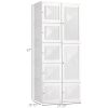 HOMCOM Portable Wardrobe Closet, Folding Bedroom Armoire, Clothes Storage Organizer with 8 Cube Compartments, Hanging Rod, Magnet Doors, White