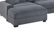 Contemporary Dark Gray 6pc Modular Sectional Set Corduroy Couch LAF & RAF Chairs 2x Armless Chairs 2x Ottomans Living Room Furniture