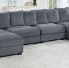 Contemporary Dark Gray 6pc Modular Sectional Set Corduroy Couch LAF & RAF Chairs 2x Armless Chairs 2x Ottomans Living Room Furniture