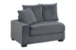 Contemporary Dark Gray 6pc Modular Sectional Set Corduroy Couch LAF & RAF Chairs 2x Armless Chairs 2x Ottomans Living Room Furniture