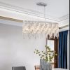 Silver Elegant Oval Crystal Chandelier, Modern Ceiling Light Fixture with Reflective Hanging Crystals for Dining Room, Living Room, and FoyerS (Bulbs