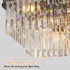 Chandeliers,Rectangular Crystal Chandelier Adjustable,E12 Modern Industrial Crystal Lights,Farmhouse Iron Ceiling Hanging Light for Kitchen Living Roo