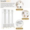 ON-TREND Modern Large Storage Hall Tree with Bench, Multi-functional Storage Bench with High Gloss Fluted Doors, Luxurious Coat Rack with 6 Gold Hooks