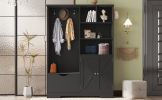 Multi-functional Hall Tree with Storage Shelves Drawers and Cabinet, Elegant Hallway Shoe Cabinet with Bench, Modern Coat Rack with Hooks for Hallway