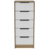 Kaia 5 Drawer Dresser; Vertical Dresser -White / Pine