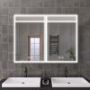 40" x 30" Lighted Medicine Cabinet with Mirror Aluminum Mirrored Cabinets for Bathroom Recessed or Wall Mount, with Electrical Outlet/USB/Anti-Fog/3 C