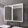 40" x 30" Lighted Medicine Cabinet with Mirror Aluminum Mirrored Cabinets for Bathroom Recessed or Wall Mount, with Electrical Outlet/USB/Anti-Fog/3 C