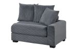 Contemporary Dark Gray 6pc Modular Sectional Set Corduroy Couch LAF & RAF Chairs 2x Armless Chairs 2x Ottomans Living Room Furniture