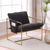 2 Chairs in 1 Box, Upholstered Hanging Armchair with Arm PocketsMetal frame, gold-plated craftsmanship, crushed foam cushions and skin-friendly woven