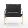 2 Chairs in 1 Box, Upholstered Hanging Armchair with Arm PocketsMetal frame, gold-plated craftsmanship, crushed foam cushions and skin-friendly woven