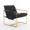 2 Chairs in 1 Box, Upholstered Hanging Armchair with Arm PocketsMetal frame, gold-plated craftsmanship, crushed foam cushions and skin-friendly woven