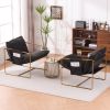 2 Chairs in 1 Box, Upholstered Hanging Armchair with Arm PocketsMetal frame, gold-plated craftsmanship, crushed foam cushions and skin-friendly woven