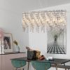 Silver Elegant Oval Crystal Chandelier, Modern Ceiling Light Fixture with Reflective Hanging Crystals for Dining Room, Living Room, and FoyerS (Bulbs