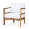 Outdoor Acacia Wood Patio Club Chair, Wood Patio Furniture,Waterproof Thick Cushion Deep Seating for Porch, Garden, Backyard, Balcony, Weight Capacity
