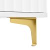 ON-TREND Modern Large Storage Hall Tree with Bench, Multi-functional Storage Bench with High Gloss Fluted Doors, Luxurious Coat Rack with 6 Gold Hooks