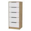 Kaia 5 Drawer Dresser; Vertical Dresser -White / Pine