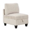 6-Piece Modular Sectional with Storage Seats, Side Pockets, Charging Ports Beige Corduroy Fabric Modern Living Room Sectional Couch Solid Wood Furnitu