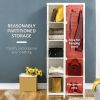 HOMCOM Portable Wardrobe Closet, Folding Bedroom Armoire, Clothes Storage Organizer with 8 Cube Compartments, Hanging Rod, Magnet Doors, White