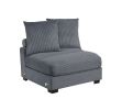 Contemporary Dark Gray 6pc Modular Sectional Set Corduroy Couch LAF & RAF Chairs 2x Armless Chairs 2x Ottomans Living Room Furniture