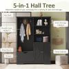 Multi-functional Hall Tree with Storage Shelves Drawers and Cabinet, Elegant Hallway Shoe Cabinet with Bench, Modern Coat Rack with Hooks for Hallway