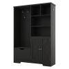 Multi-functional Hall Tree with Storage Shelves Drawers and Cabinet, Elegant Hallway Shoe Cabinet with Bench, Modern Coat Rack with Hooks for Hallway