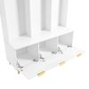 ON-TREND Modern Large Storage Hall Tree with Bench, Multi-functional Storage Bench with High Gloss Fluted Doors, Luxurious Coat Rack with 6 Gold Hooks
