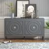 TREXM Retro Sideboard door with Circular Groove Design Round Metal Door Handle for Entrance, Dinning Room, Living Room (Gray)
