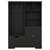 Multi-functional Hall Tree with Storage Shelves Drawers and Cabinet, Elegant Hallway Shoe Cabinet with Bench, Modern Coat Rack with Hooks for Hallway