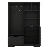 Multi-functional Hall Tree with Storage Shelves Drawers and Cabinet, Elegant Hallway Shoe Cabinet with Bench, Modern Coat Rack with Hooks for Hallway