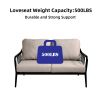 2PC Outdoor Aluminum Patio Furniture, Modern Loveseat Sofa Conversation/Chat Set, Sunbrella Cushions and Oval Coffee Table with White Carrara Marble-L