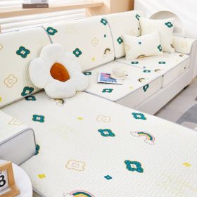Summer latex ice silk sofa cover, all inclusive, universal cover, cat proof and scratch resistant sofa cover, universal cool mat, seat cushion (Color: Flowering Rainbow, size: 70*70)