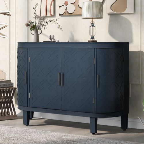 Accent Storage Cabinet Sideboard Wooden Cabinet with Antique Pattern Doors for Hallway;  Entryway;  Living Room;  Bedroom