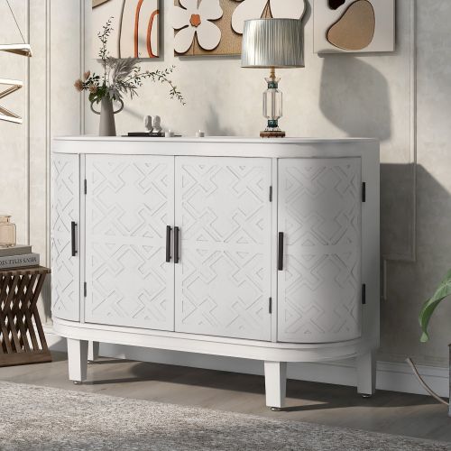 Accent Storage Cabinet Sideboard Wooden Cabinet with Antique Pattern Doors for Hallway;  Entryway;  Living Room;  Bedroom
